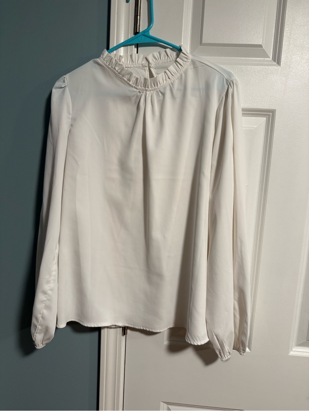 10 Items for $20: SHEIN Cream Ruffle High-Neck Long Sleeve Blouse